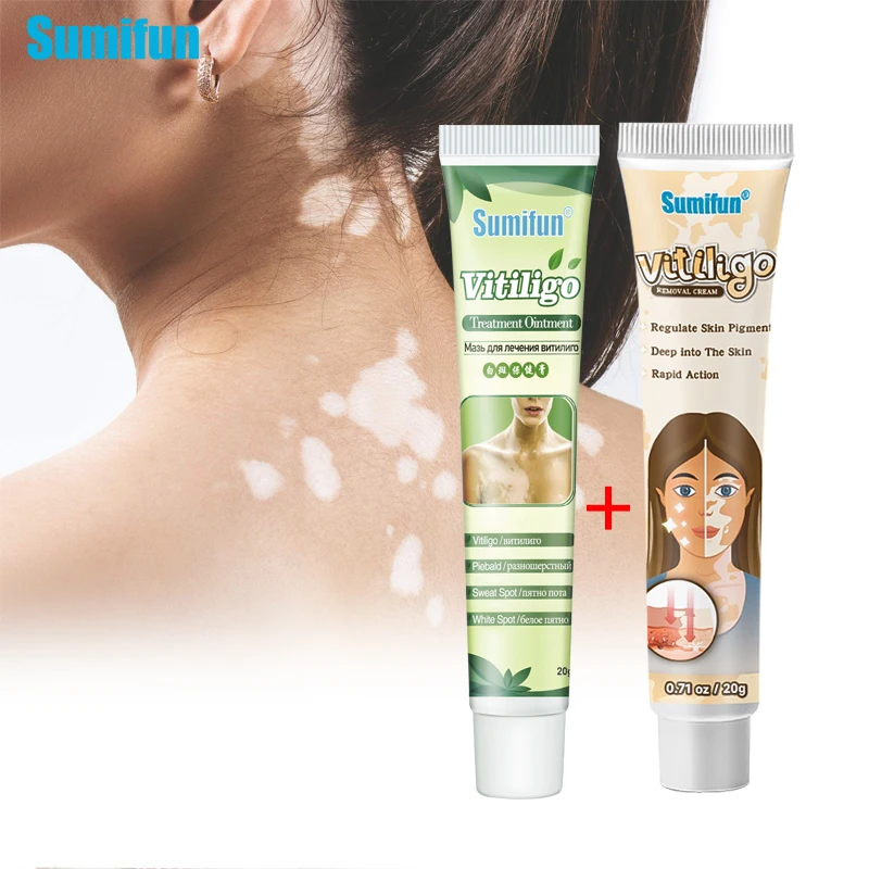 

2Types Sumifun Vitiligo Care Cream Leukoplakia Antibacterial Ointment White Spot Removal Skin Melanin Herbal Medical Plaster