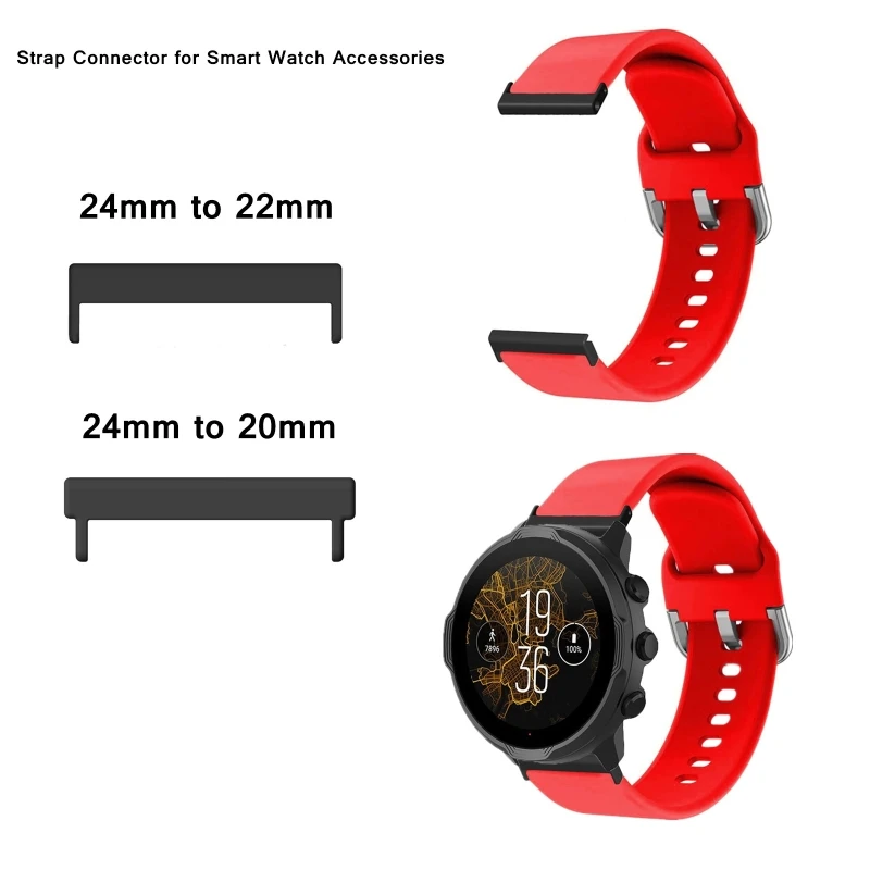

1 Pair Metal Smartwatch Band Connector Adapter 24mm to 22mm/20mm