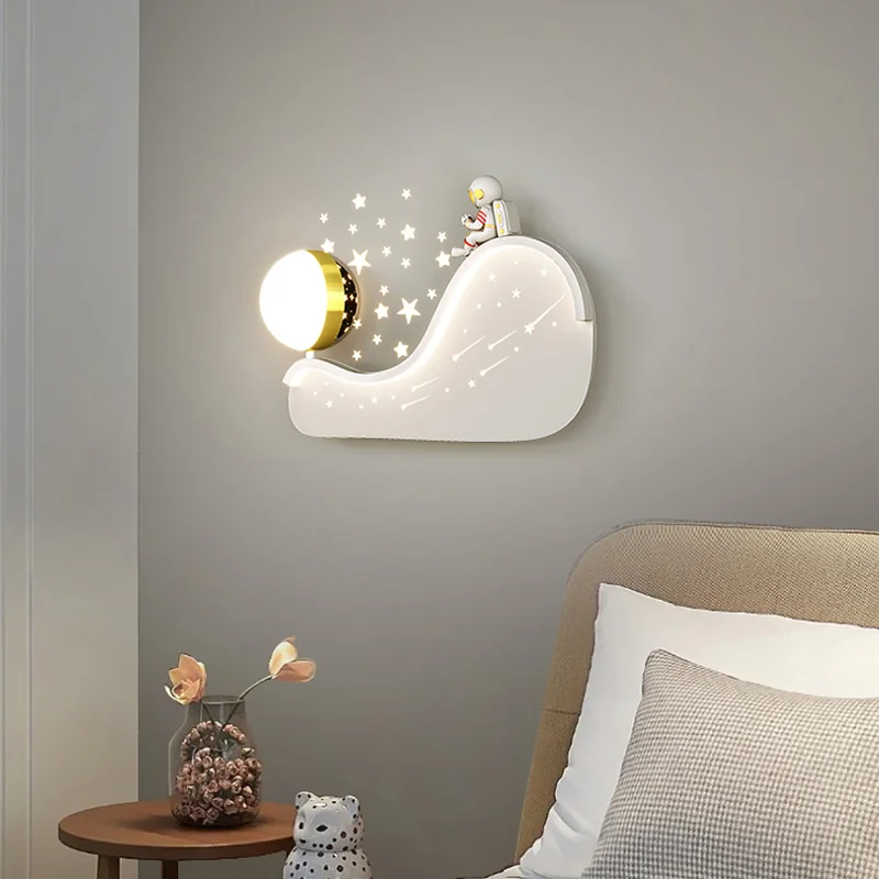 

LED White Astronaut Wall Lamp For Living Room Bedroom Bedside Study Children's Room Apartment Villa Decoration Lighting Lustre