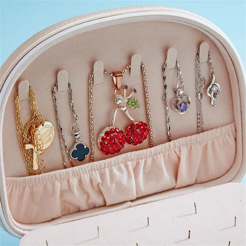 5 Colors Convenient Semi-Circle Jewellery Storage Box Creative Home Travel Earrings Necklace Ring Jewelry Fashion Storage Boxes