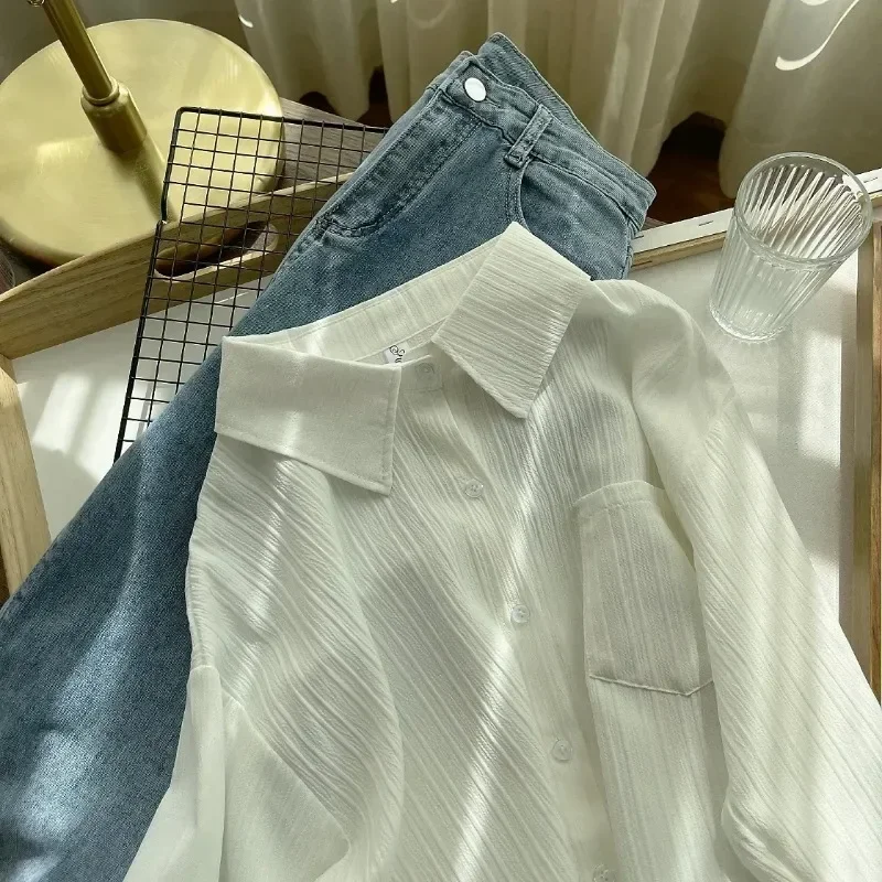 

Fashion Button Up Blouse Hong Kong Style Long Sleeve Shirt Women Casual Loose Tops Vintage Turn Down Collar Clothes Blusas 29621