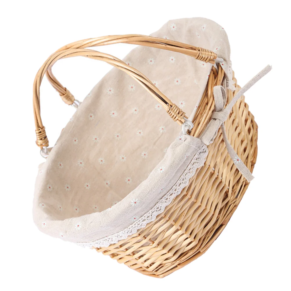 

Basket Woven Storage Flower Baskets Wicker Wedding Willow Picnic Forgirl Bread Fruit Handles Rattan Handle Decorative Vegetable