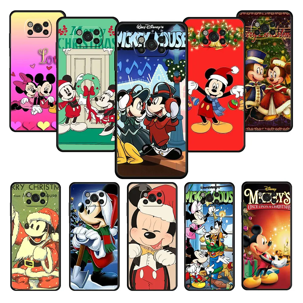 

Phone Case For Xiaomi Poco X3 NFC M3 C40 Pro Pocophone F1 For MI 9 8 12 11 9T 10T CC9 Lite Note 10 Shell Mickey Mouse Christmas