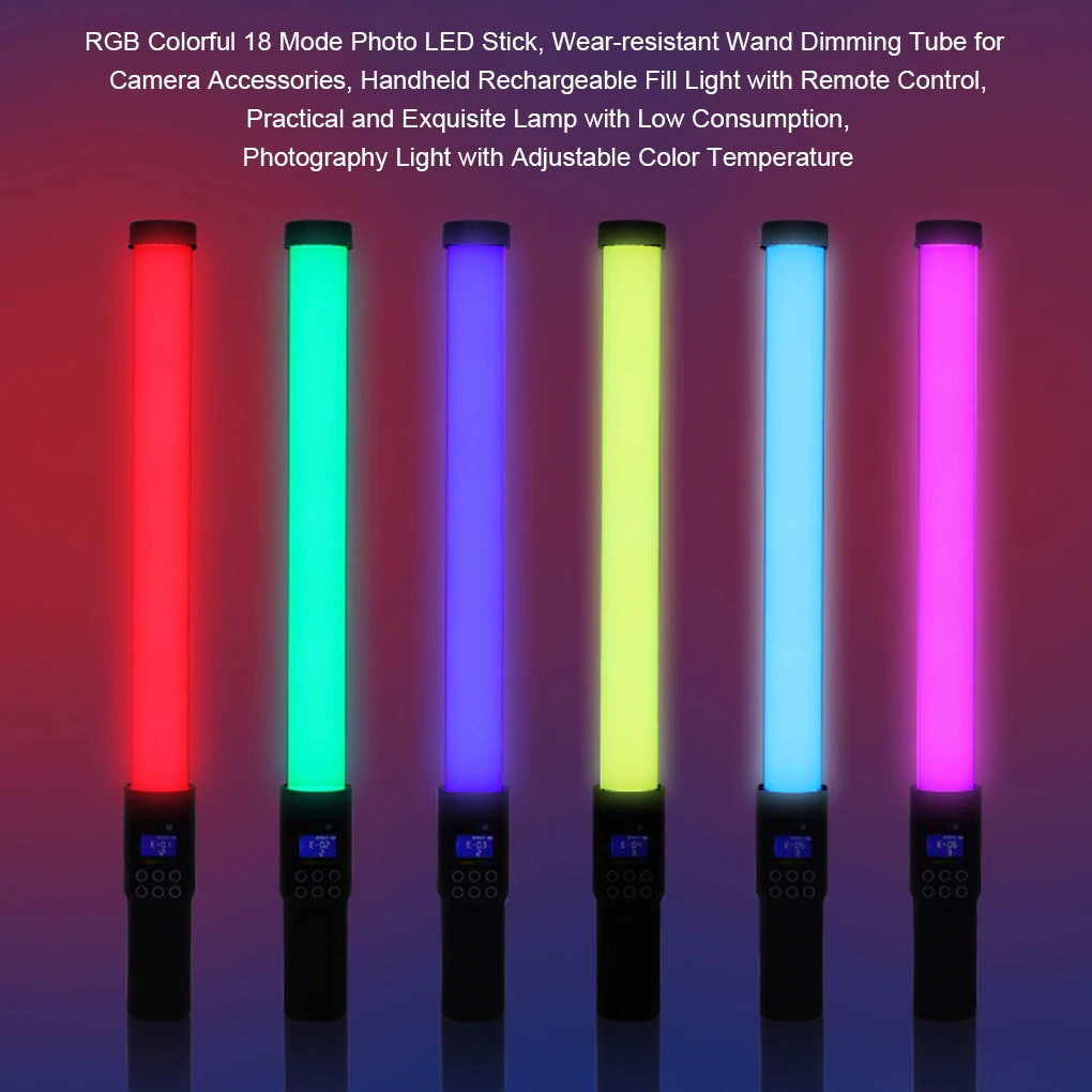 

Colorful Photo LED Stick Wear-resistant Wand Dimming Tube 18 Mode Fill Light Practical Lamp Low Consumption Camera Accessories