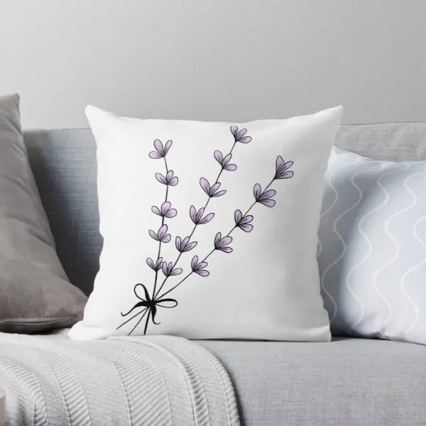 

Lavender Bouquet Printing Throw Pillow Cover Bedroom Soft Sofa Waist Hotel Office Decorative Square Fashion Pillows not include