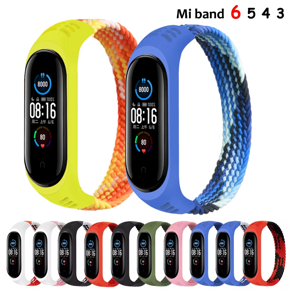 

Плетеный нейлоновый ремешок для Mi band 6 5 Solo Loop, браслет для Miband 4 Miband5 Miband6, браслет для xiaomi Mi band 6 4