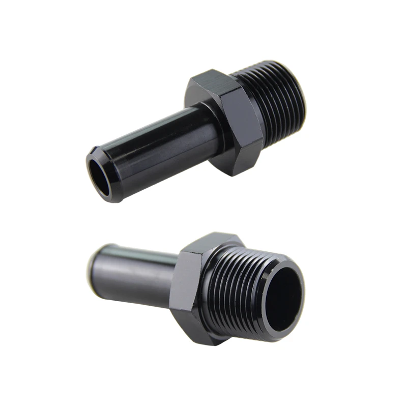 

2PCS 3/4" NPT Male to AN12 Hose Barb Straight Aluminum Adapter Fitting Black