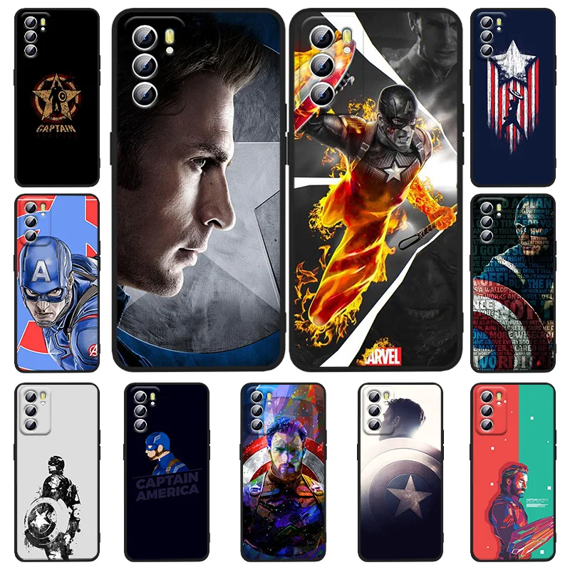 

Marvel Captain America Superhero For OPPO Realme 5 6 6i 6s 7 8 8i 9i c3 c11 c21Y Q3S 50A 50i GT Master GT2 Pro Black Phone Case