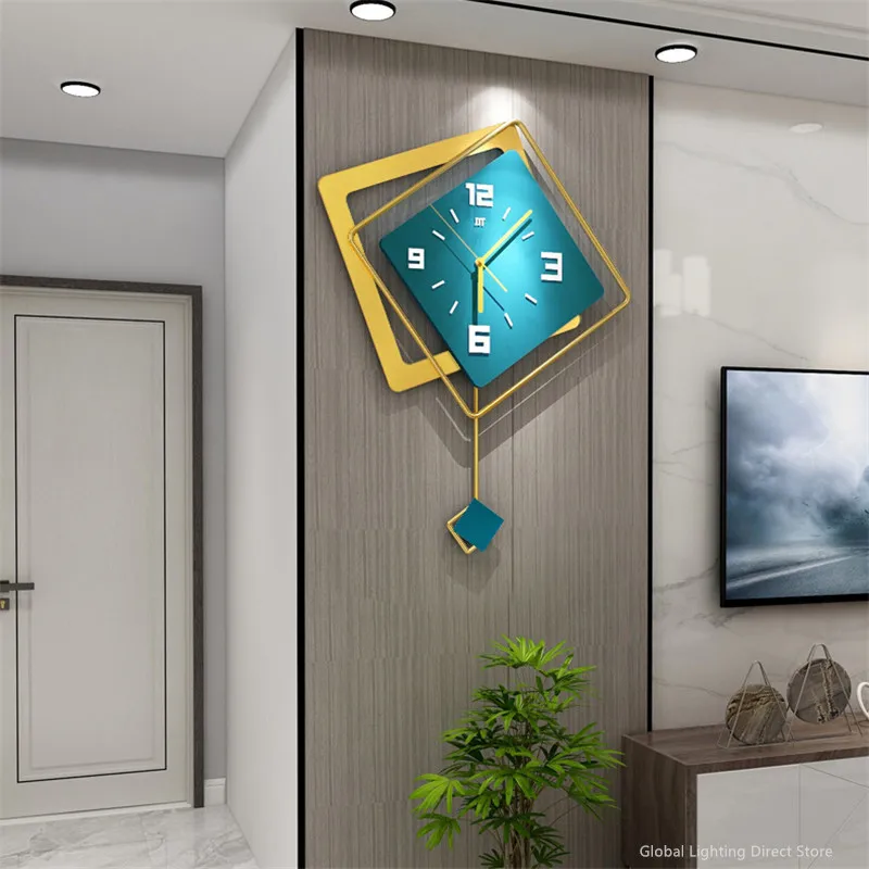 

New Green Light Luxury Wall Clock Wall Sticker Creative Mute Wall Clocks Art Decal Sticker Home Decor Living Room 3