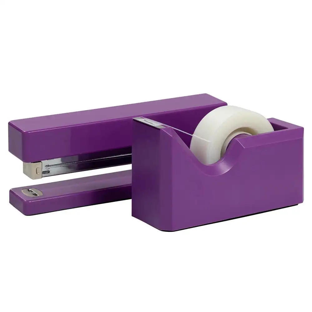 

Desk Set, Purple, 1 Stapler & 1 Tape Dispenser, Plastic, 2/Pack