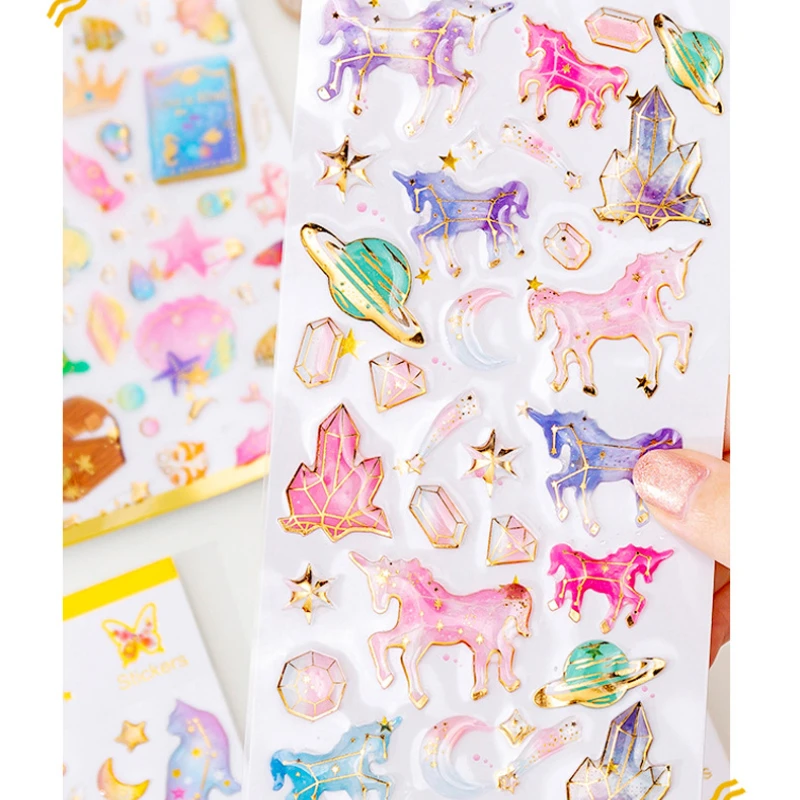 

Dreamy 3D Epoxy Sticker Colorful Flamingo Butterfly DIY Scrapbook Handbook Journal Stationery Decor Mobile Phone Sticker