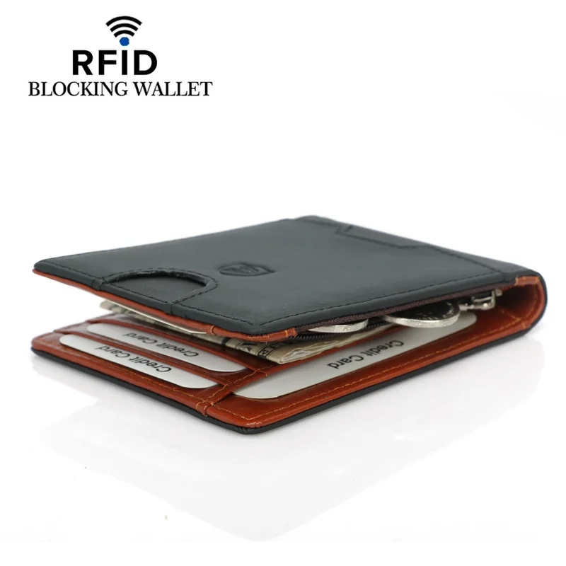 Money Clip Wallet Mens Front Pocket Slim RFID Blocking Credit Card Holder Mini Bifold Genuine Leather