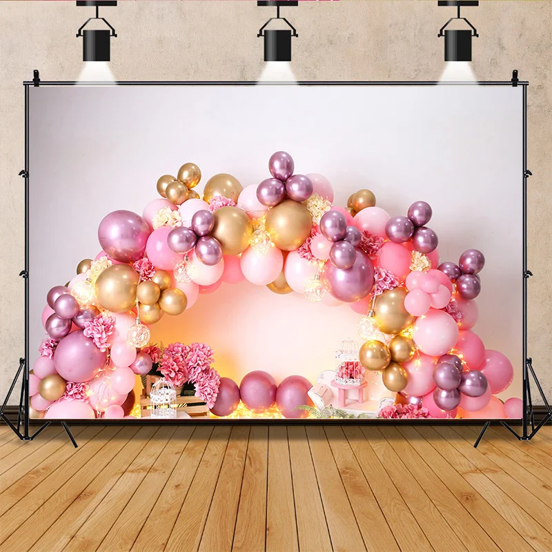 Фото Personalized Decoration With Colorful Balloon Arch Snowman Background Newborn Baby Birthday Photography Backdrops FSS-101 №2