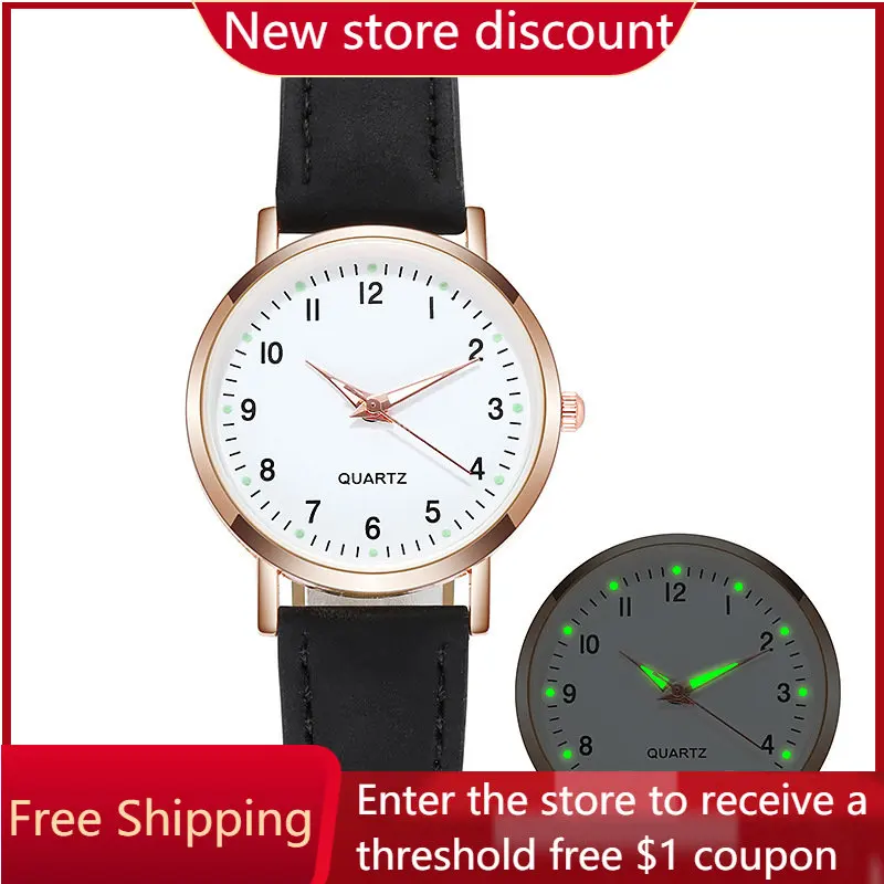 

New Simple Digital Female Student Luminous Watch Small Fresh Sanded Leather Leisure Women's Quartz Watch