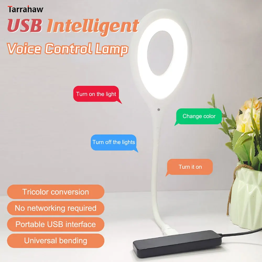 Voice Control Led Night Lights Portable Foldable Table Lamp USB Direct Plug Eye Protection Study Reading Bedside Lamp