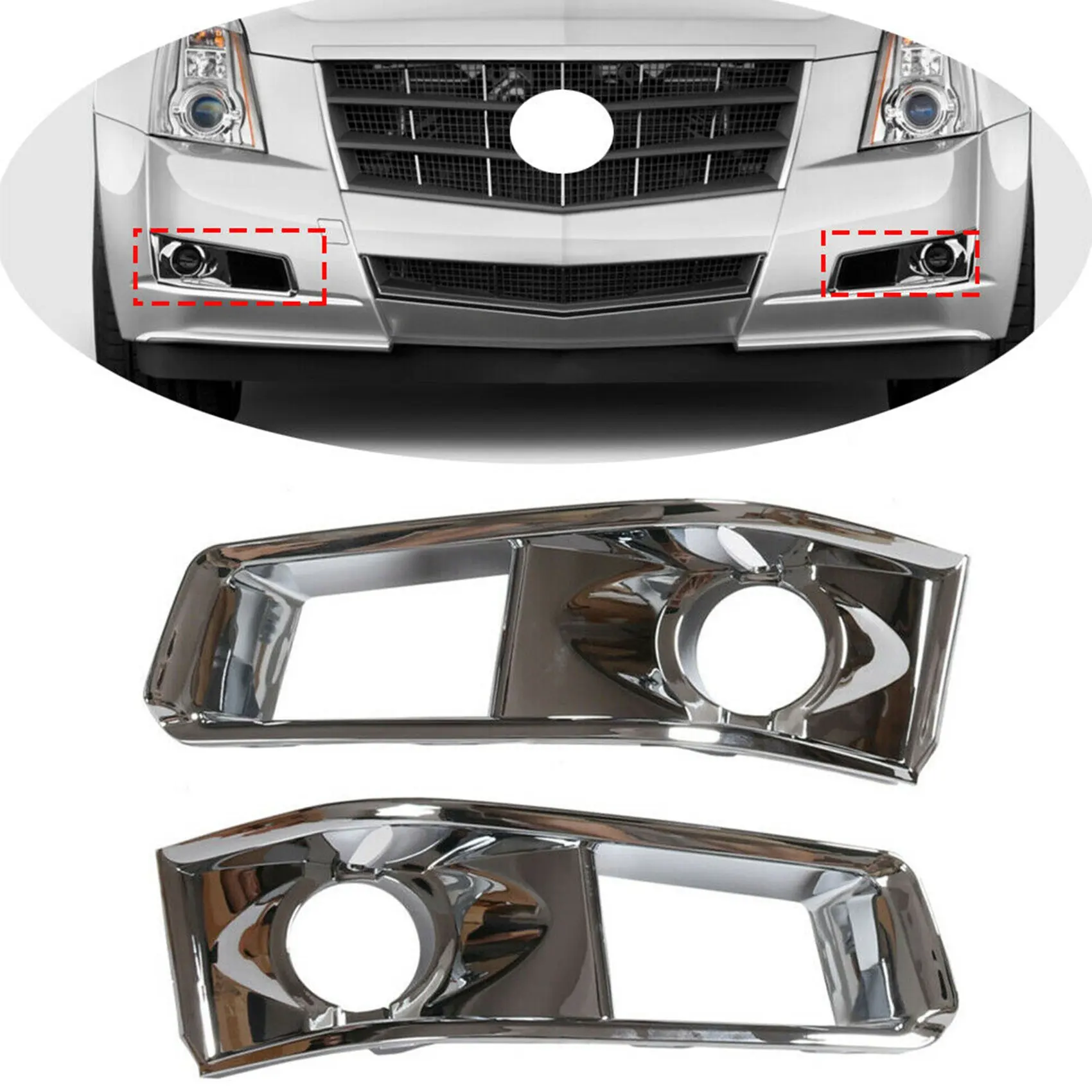 

Front Fog Driving Light Cover Grille Fit for Cadillac CTS 2011-2014 Chrome 1 Pair 15904574(LH) 15904575(RH)