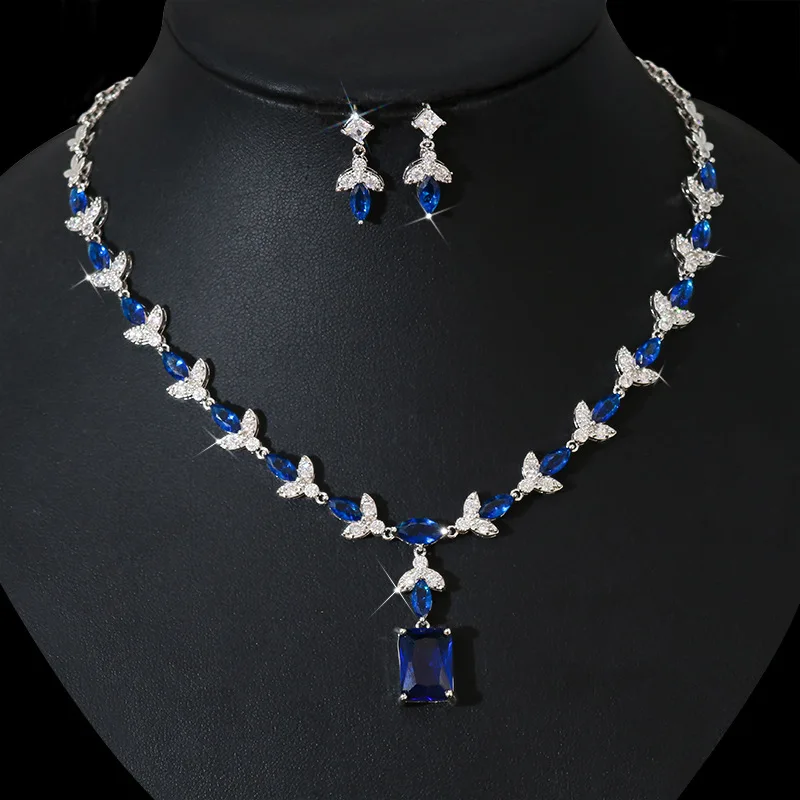 Комплект ювелирных изделий из циркония высококачественный квадратный кулон