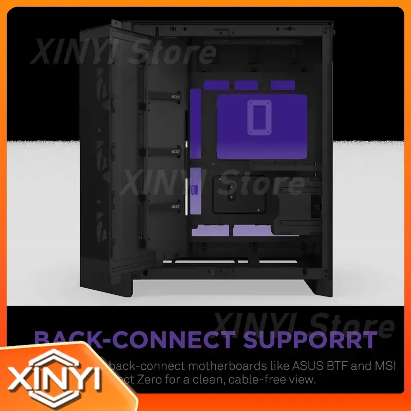 Фото Корпус для игрового ПК NZXT H9 Flow Black White Mid Tower ATX с закаленным стеклом и 4 предустановленными вентиляторами для самостоятельной сборки настольного компьютера №5