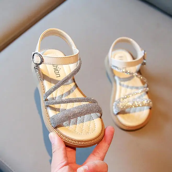 

Children Sandals 2022 New Summer Casual Glitter Bowknot Children Flat Heel Girls Shoes Fashion Princess Dance Party Sandals