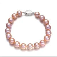 charming 7 510 11mm natural south sea genuine purple pink white round pearl bracelet woman free shipping women jewelry luxury