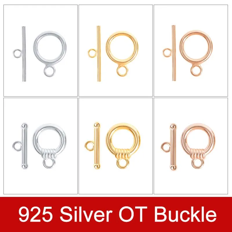 

1 Pair OT Buckle 925 Sterling Silver Necklace Bracelets Connectors Style A/B Golden Handmade For DIY Jewelry Components Making