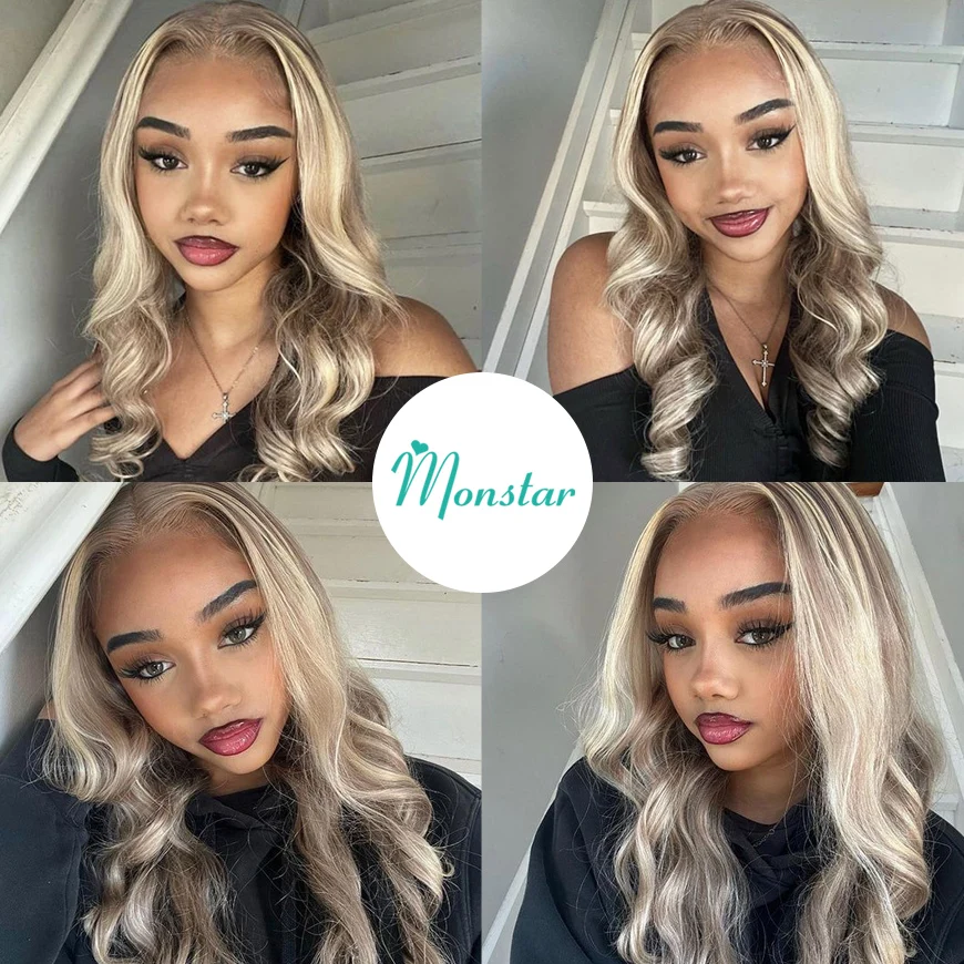 Парик в виде светлой золы 13x6 парик с фронтальной шнуровкой из выделяющихся