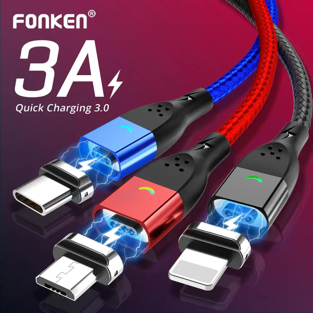 FONKEN-Cargador magnético de cable con micro USB para teléfono móvil, cable de...