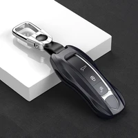 car remote key case leather full cover shell keychain for porsche cayenne macan panamera 911 auto accessories silver zinc alloy