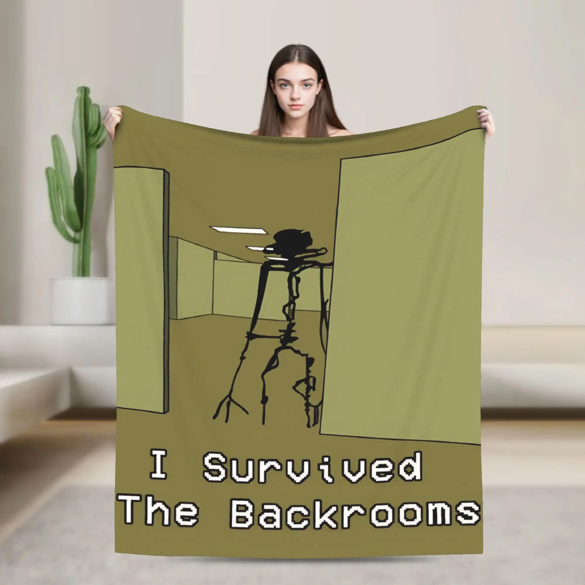 Фото Плед I Survived The Backrooms, фланелевый, весенне-осенний, многофункциональный, супермягкий, для кровати, спальни, постельных принадлежностей №1