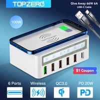 100W Multi USB Charging Station HUB QC3 0 Fast Charger Adapter Phone USB Charger Wireless Charger For iPhone Xiaomi