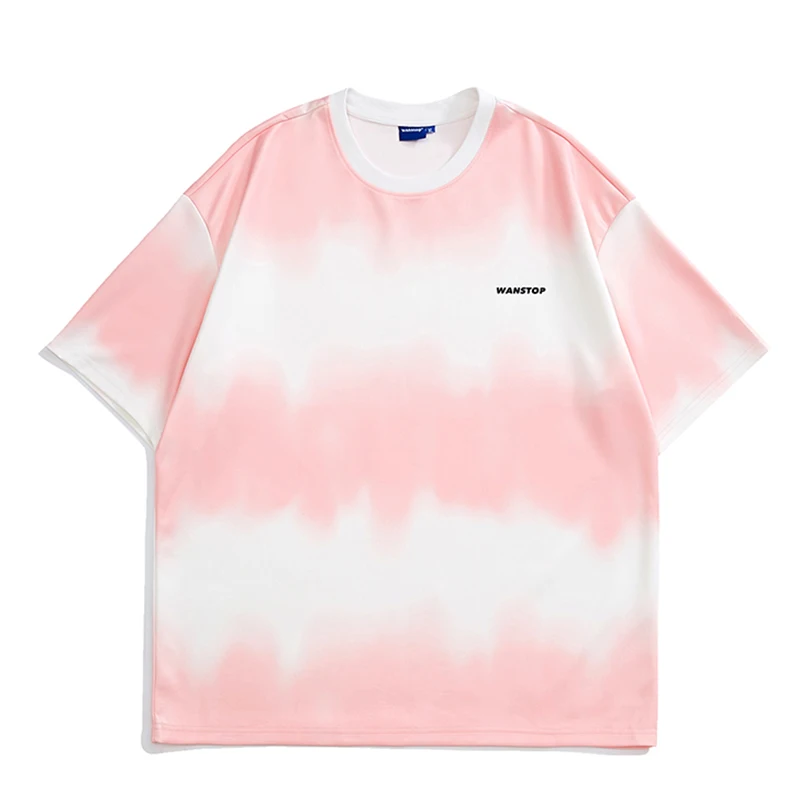 

Short Sleeve T-shirts Women Tie-dye O-neck Chic Plus Size Oversize Tees Teens Womens Harajuku High Street Ulzzang Ins Tops