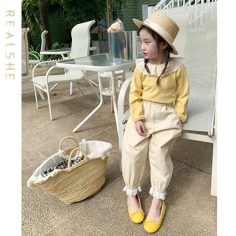 

2023 Fashion Children's Pants Autumn Girls Casual Pants 1-6 Y Kids Clothes Loose Harem Pants Girls Baby Lace Trousers