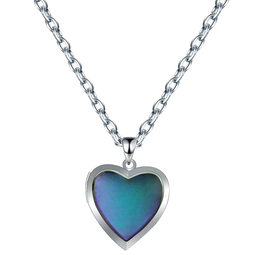 

1PC Fashion Creative Dare To Feel Temperature Change Necklace Romantic Butterfly Peach Heart Couple Metal Necklace Jewelry