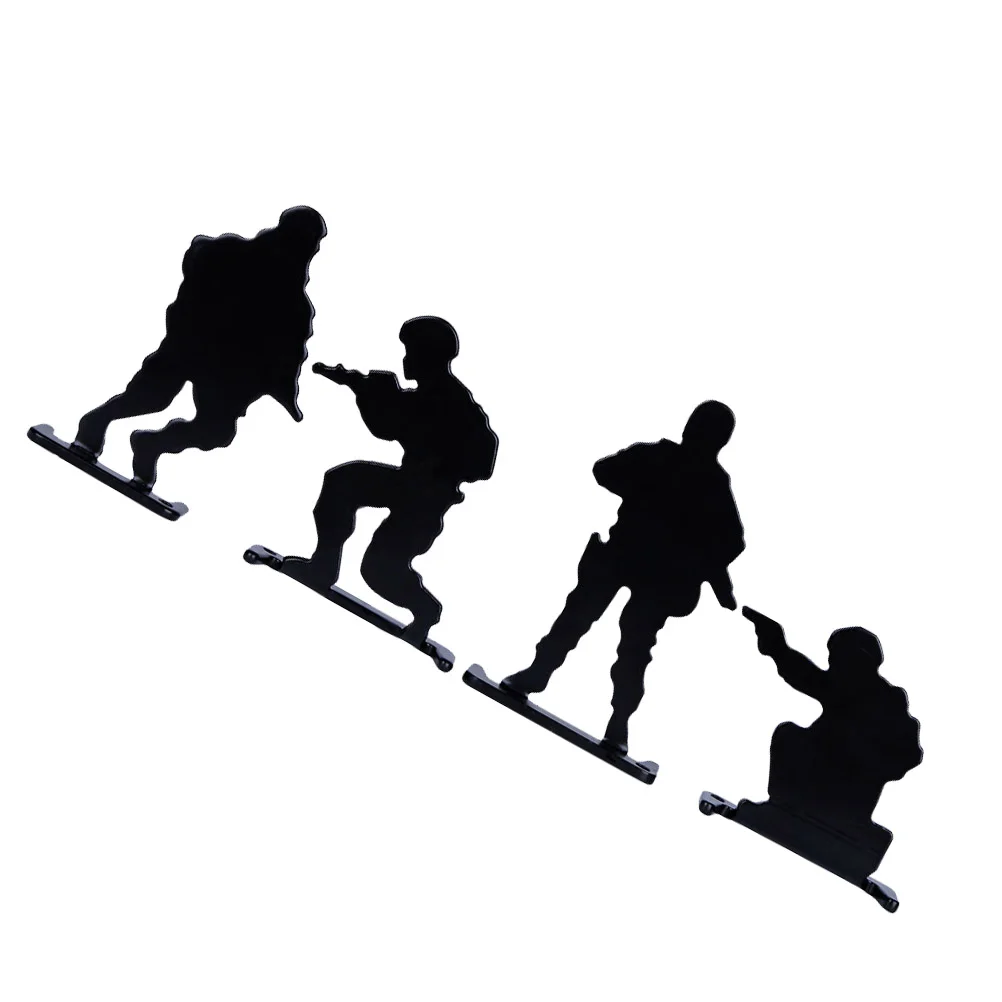 

4PCS Metal Humanoid Small Equipment Range Training Live CS Target (Black)