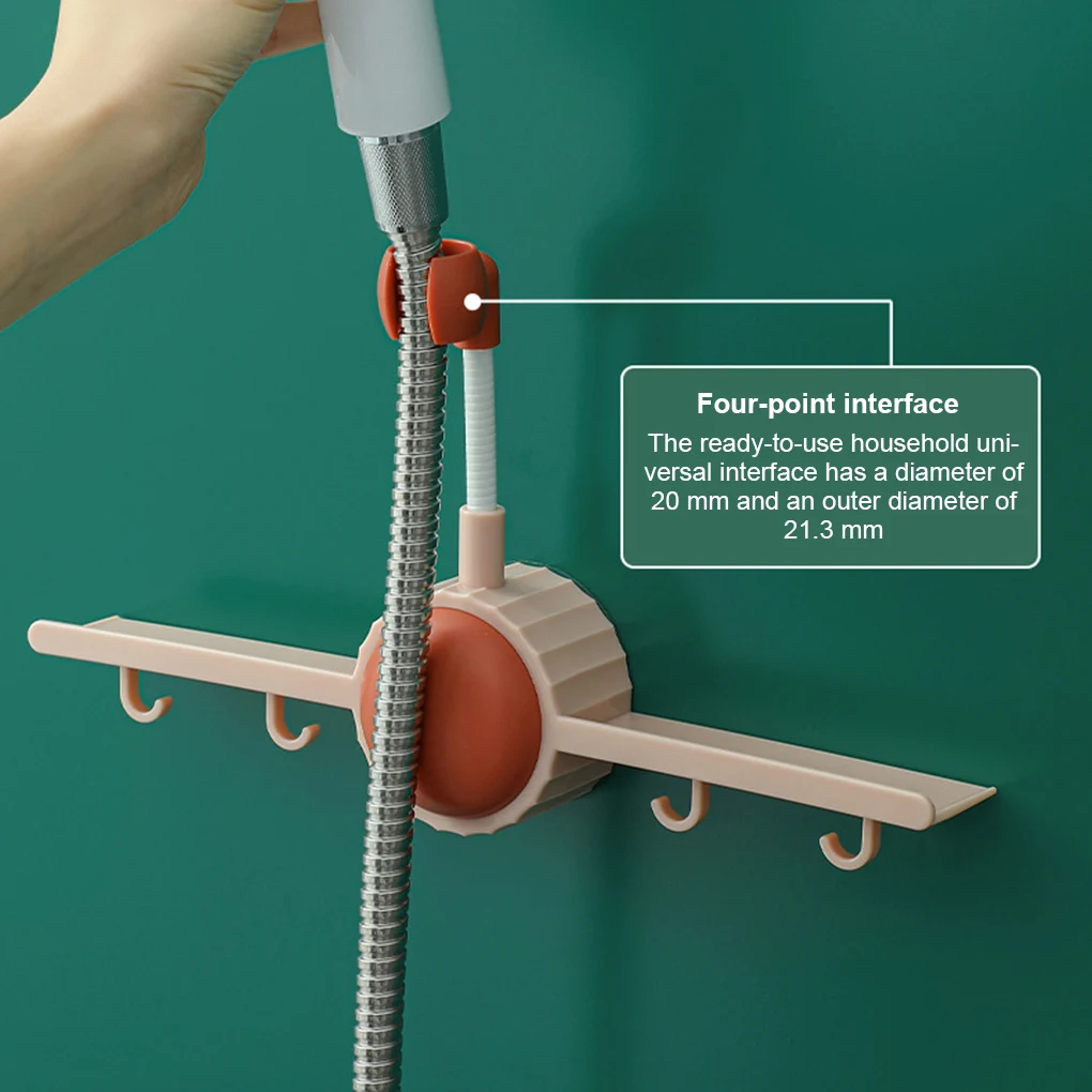 

Showerhead Bracket Wall Mounted Shower Head Holder Adjustable Punch Free Stand with Hooks,