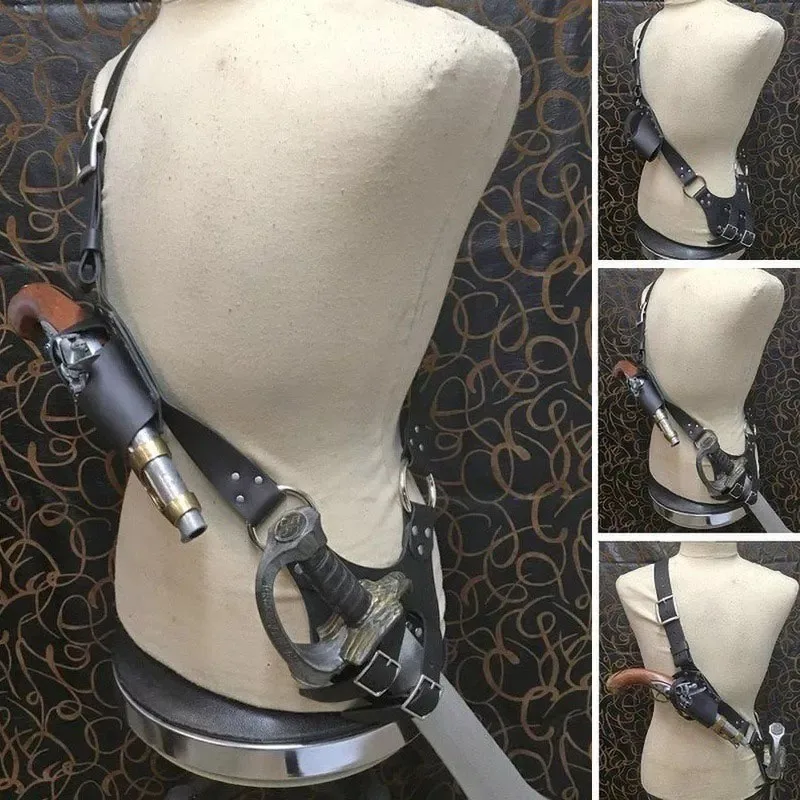 Средневековый Ренессанс Пиратский Наплечный Ремень Кожаный Меч Кортик Стимпанк