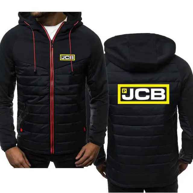 

2022 new spring and autumn long sleeve color zipper hooded men's jacket, JCB car logo printing