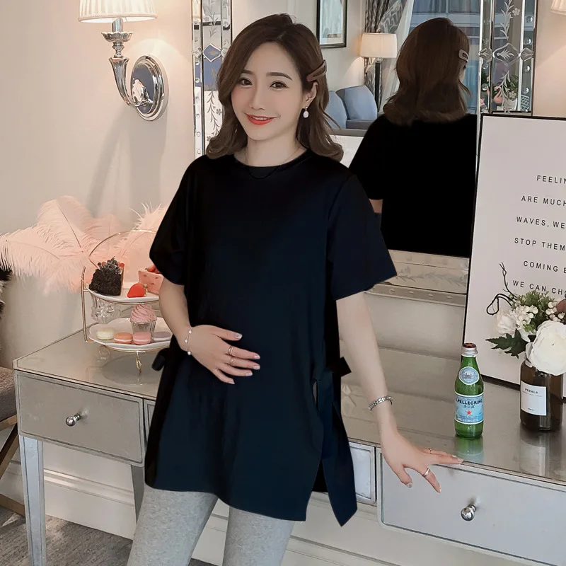 

2021 maternity summer new short-sleeved tops mid-length large casual T-shirts one
