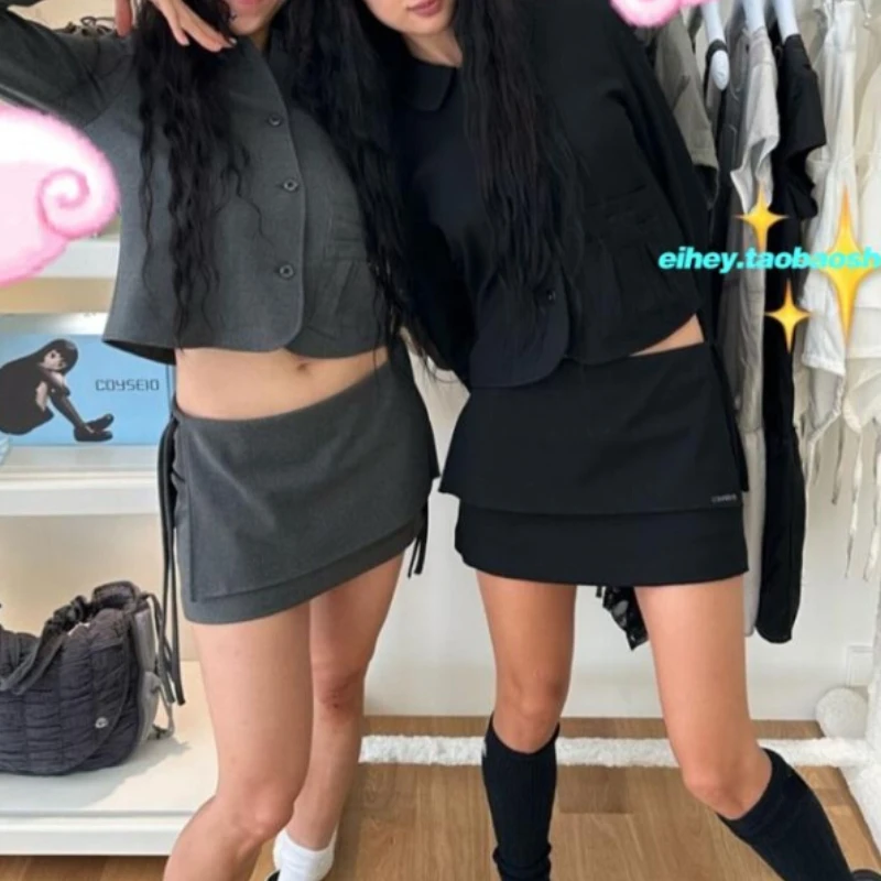 Женская Повседневная мини-юбка с заниженной талией однотонная модная