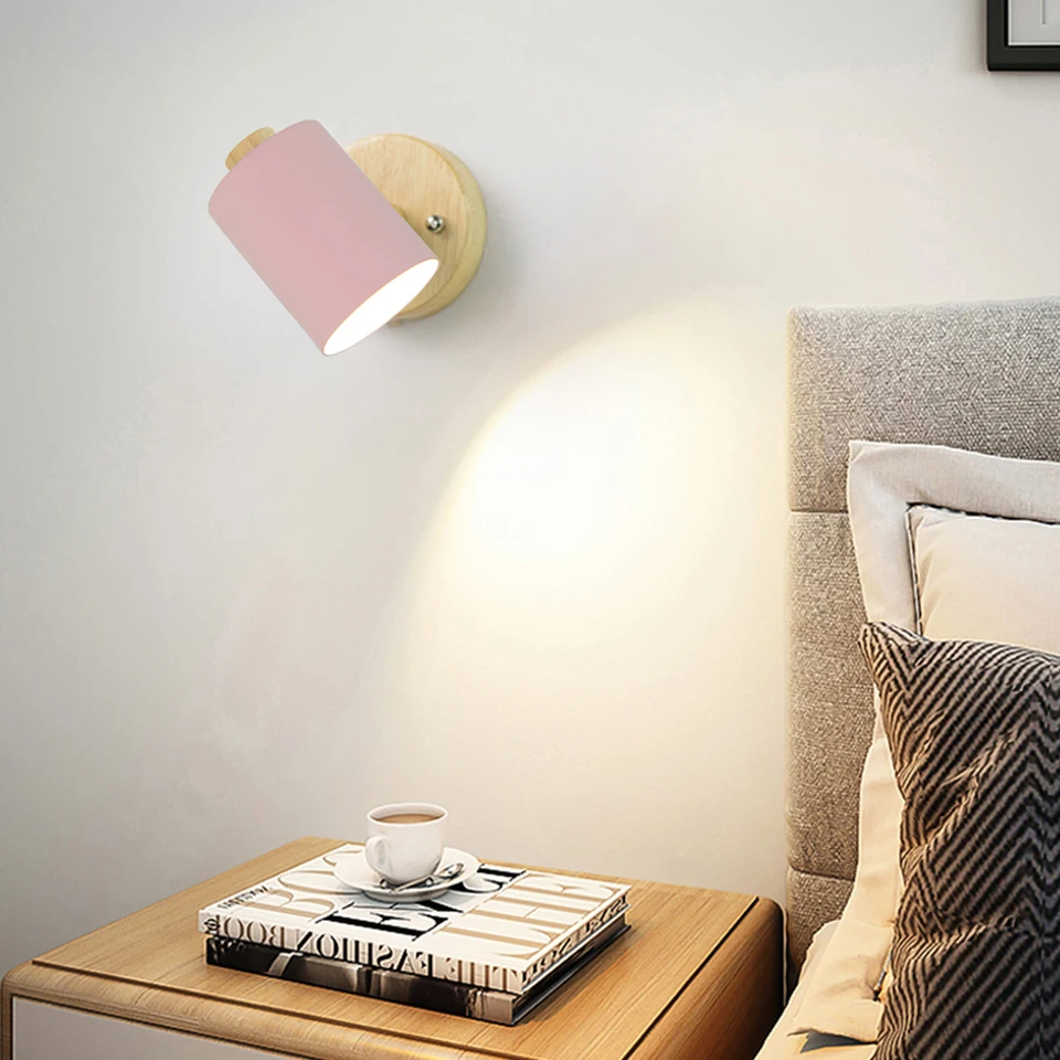 

Modern Minimalist Macaron LED Wall Lamp With Switch EU/UL Plug,Bedroom Living Room Wall Lamp, Gu10 Lamp ,Indoor Atmosphere Lamp
