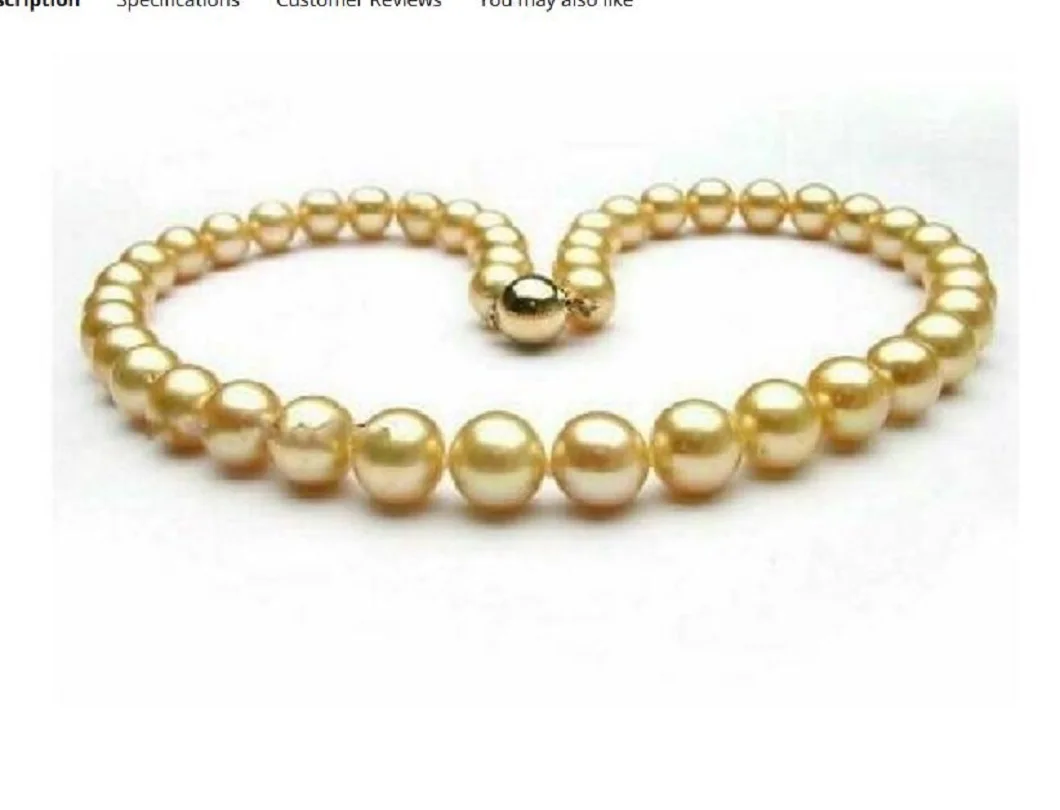 Натуральное круглое жемчужное ожерелье из южного китая класса AAAA 9-10 мм, 18 дюймов