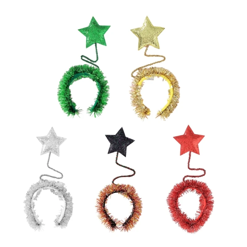 

Sequins Tinsel Star Shape Headband Lovely Hair Hoop Xmas Performances Headpiece Festival Presents for Couple Child