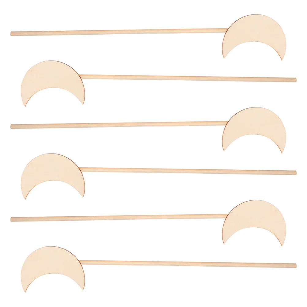 

6 Pcs Wand Wood Fairy Wands Blank DIY Decor Sticks Painting Woodsy Graffiti Toy Decorative Shape Moon Piñata