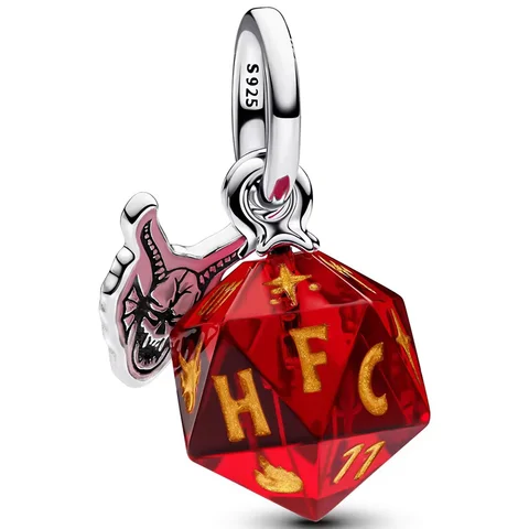 Серебряная подвеска с монстром и светящимися сердечками