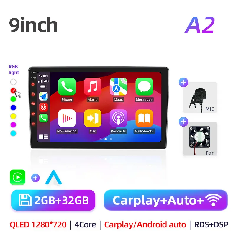 

Автомобильный радиоприемник с GPS-мультимедийным плеером и Android 12, 7/9/10 дюймов, 2 Din, универсальный стерео Carplay AUTO для Volkswagen, Nissan, Hyundai