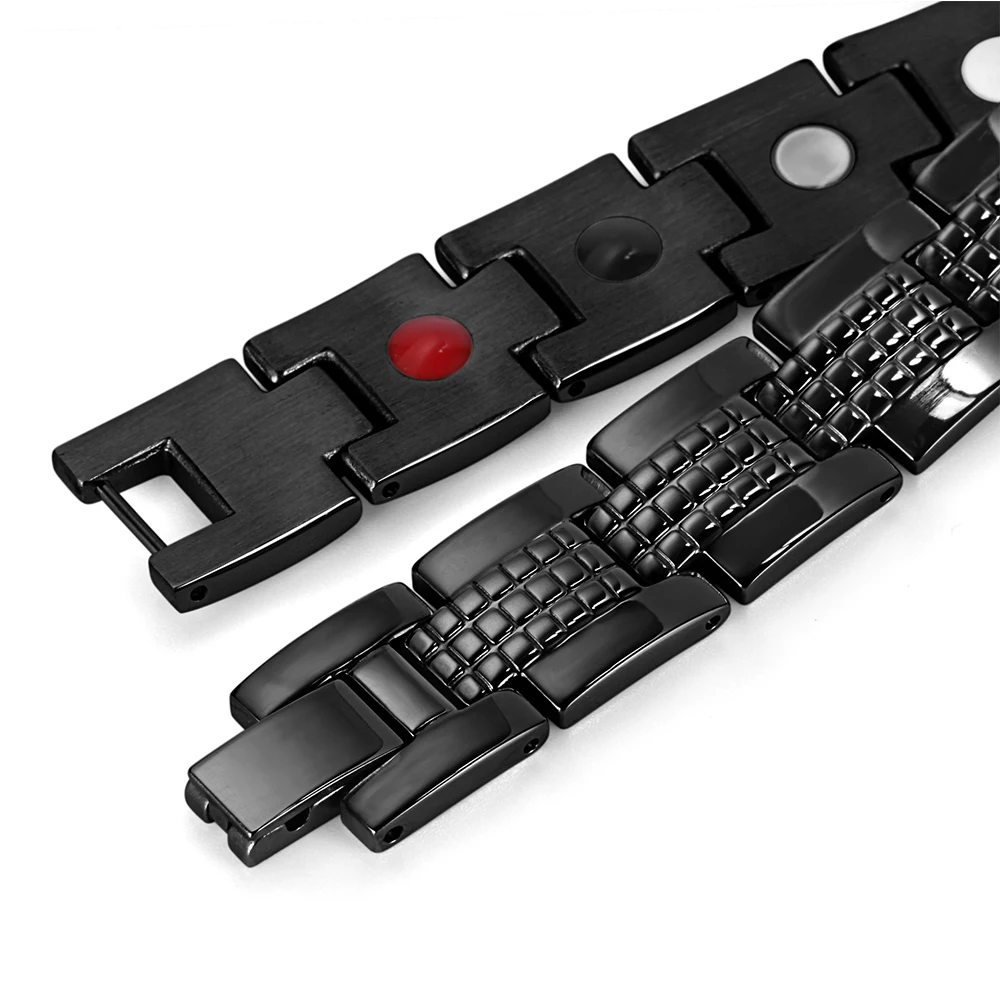 Rainso Healing Magnetic Bracelet For Men 4IN1 Bio Energy  Improve Sleeping&Blood Pressure Stainless Steel Jewelry