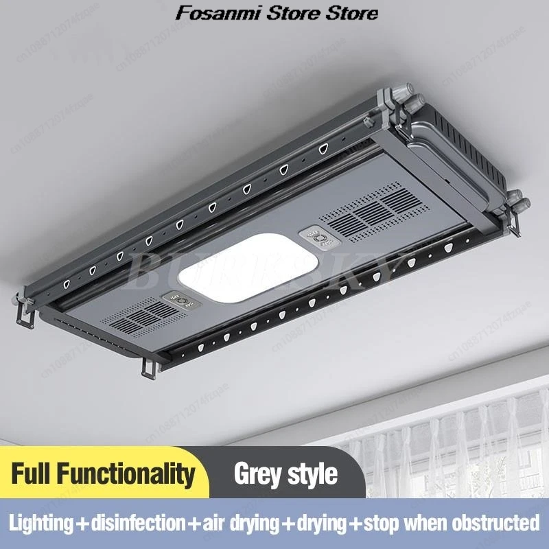 Электрическая выдвижная сушилка для одежды, потолочная вешалка, складной умный подъемник из алюминиевого сплава с функцией освещения и сушки для балкона