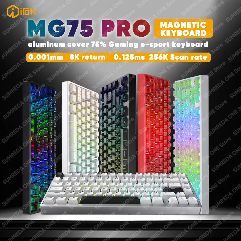 Фото IROK MG75 Pro MG75 Max Алюминиевый магнитный игровой компьютер Механическая клавиатура 75% Быстрый триггер 8K RGB Горячая замена Gamer Keeyboard №1