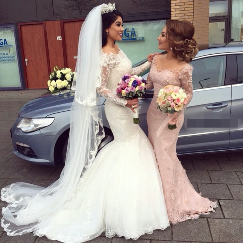 

2022 Vintage Lace Mermaid Cheap Wedding Dresses Off the Shoulder Long Sleeves Wedding Gowns robe de marriage vestidos de noiva