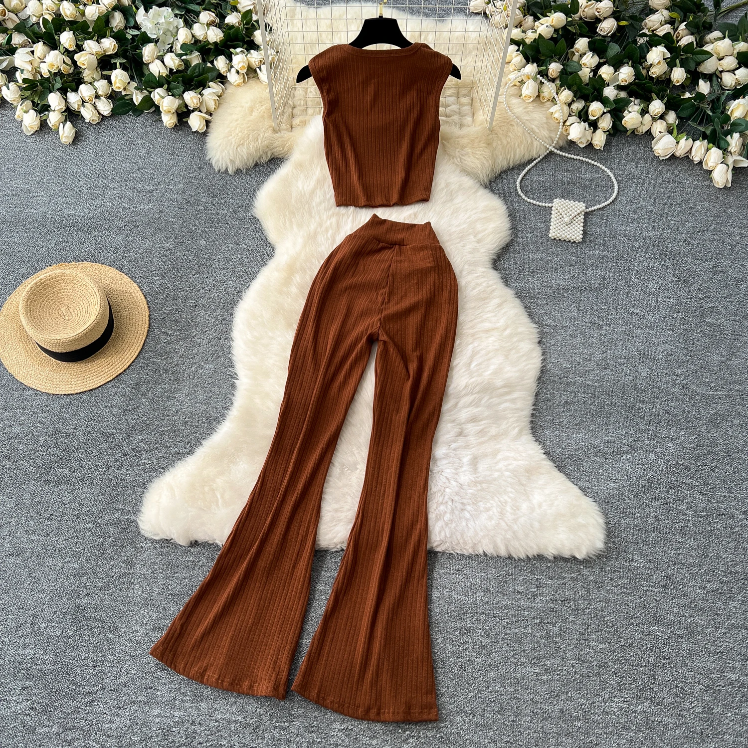 Шикарные женские комплекты из двух предметов с квадратным вырезом без рукавов